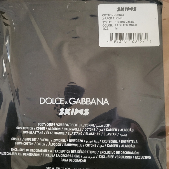 NWT SKIMS x Dolce & Gabbana 3 Pack Thong Size M - Picture 5 of 5